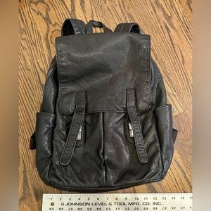 Frye black leather backpack